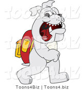Vector Illustration of a Cartoon Bulldog Mascot Walking to School by Mascot Junction