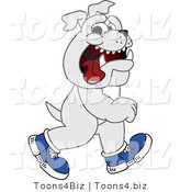 Vector Illustration of a Cartoon Bulldog Mascot Walking Upright and Wearing Shoes by Mascot Junction