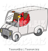 Vector Illustration of a Cartoon Cardinal Mascot Driving a Delivery Van by Mascot Junction