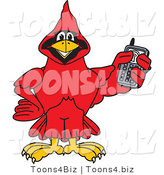 Vector Illustration of a Cartoon Cardinal Mascot Holding a Cell Phone by Mascot Junction