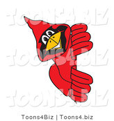 Vector Illustration of a Cartoon Cardinal Mascot Looking Around a Sign by Mascot Junction