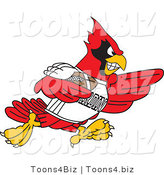Vector Illustration of a Cartoon Cardinal Mascot Playing American Football by Toons4Biz