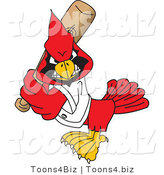 Vector Illustration of a Cartoon Cardinal Mascot Playing Baseball by Mascot Junction