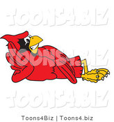 Vector Illustration of a Cartoon Cardinal Mascot Reclined by Mascot Junction