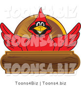Vector Illustration of a Cartoon Cardinal Mascot Wood Plaque Logo by Toons4Biz