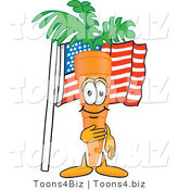 Vector Illustration of a Cartoon Carrot Mascot Pledging Allegiance to an American Flag by Mascot Junction