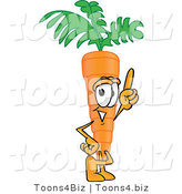 Vector Illustration of a Cartoon Carrot Mascot Pointing Upwards by Mascot Junction