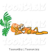 Vector Illustration of a Cartoon Carrot Mascot Relaxing and Resting His Head on His Arm While Lying on His Side by Mascot Junction