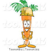 Vector Illustration of a Cartoon Carrot Mascot Wearing a Yellow Hardhat by Mascot Junction