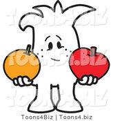 Vector Illustration of a Cartoon Character Outline Comparing Apples to Oranges by Mascot Junction