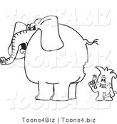Vector Illustration of a Cartoon Character Outline so Hungry Hes Eating an Elephant by Mascot Junction