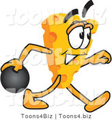 Vector Illustration of a Cartoon Cheese Mascot Bowling - Royalty Free Vector Illustration by Mascot Junction