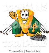 Vector Illustration of a Cartoon Cheese Mascot Camping - Royalty Free Vector Illustration by Mascot Junction