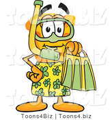 Vector Illustration of a Cartoon Cheese Mascot in Green Snorkel Gear - Royalty Free Vector Illustration by Mascot Junction