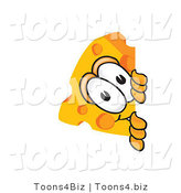 Vector Illustration of a Cartoon Cheese Mascot Peeking Around a Corner by Mascot Junction