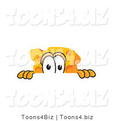 Vector Illustration of a Cartoon Cheese Mascot Peeking over a Surface by Mascot Junction