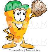 Vector Illustration of a Cartoon Cheese Mascot Playing Baseball - Royalty Free Vector Illustration by Mascot Junction