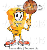 Vector Illustration of a Cartoon Cheese Mascot Playing Basketball - Royalty Free Vector Illustration by Mascot Junction