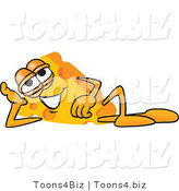 Vector Illustration of a Cartoon Cheese Mascot Resting His Head on His Hand While Lying on His Side by Mascot Junction