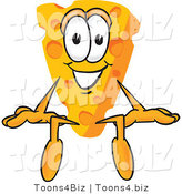Vector Illustration of a Cartoon Cheese Mascot Seated by Mascot Junction