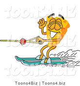 Vector Illustration of a Cartoon Cheese Mascot Water Skiing - Royalty Free Vector Illustration by Mascot Junction