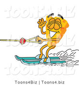 Vector Illustration of a Cartoon Cheese Mascot Water Skiing - Royalty Free Vector Illustration by Toons4Biz