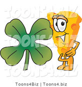 Vector Illustration of a Cartoon Cheese Mascot with a Shamrock - Royalty Free Vector Illustration by Mascot Junction