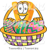 Vector Illustration of a Cartoon Cheese Mascot with an Easter Basket - Royalty Free Vector Illustration by Mascot Junction