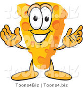 Vector Illustration of a Cartoon Cheese Mascot with Welcoming Open Arms by Toons4Biz