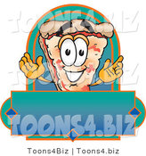 Vector Illustration of a Cartoon Cheese Pizza Mascot over a Blank Banner by Mascot Junction