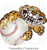Vector Illustration of a Cartoon Cheetah Mascot Grabbing a Baseball by Mascot Junction
