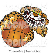 Vector Illustration of a Cartoon Cheetah Mascot Grabbing a Basketball by Mascot Junction