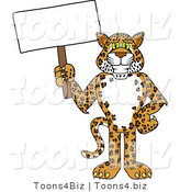 Vector Illustration of a Cartoon Cheetah Mascot Holding a Blank Sign by Mascot Junction