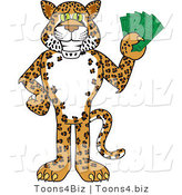Vector Illustration of a Cartoon Cheetah Mascot Holding Money by Mascot Junction