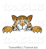 Vector Illustration of a Cartoon Cheetah Mascot Looking over a Surface by Mascot Junction