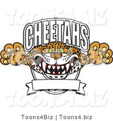 Vector Illustration of a Cartoon Cheetah Mascot Lurching out of a Banner by Mascot Junction