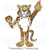 Vector Illustration of a Cartoon Cheetah Mascot Pointing up by Toons4Biz