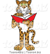 Vector Illustration of a Cartoon Cheetah Mascot Reading by Mascot Junction