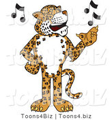 Vector Illustration of a Cartoon Cheetah Mascot Singing by Mascot Junction