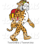 Vector Illustration of a Cartoon Cheetah Mascot Walking and Wearing a Backpack by Mascot Junction