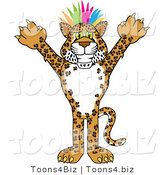 Vector Illustration of a Cartoon Cheetah Mascot with Colorful Hair by Mascot Junction