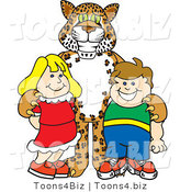 Vector Illustration of a Cartoon Cheetah Mascot with School Children by Mascot Junction