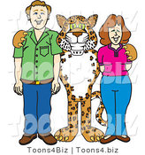 Vector Illustration of a Cartoon Cheetah Mascot with Teachers or Parents by Mascot Junction