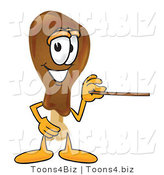 Vector Illustration of a Cartoon Chicken Drumstick Mascot Holding a Pointer Stick by Mascot Junction
