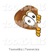 Vector Illustration of a Cartoon Chicken Drumstick Mascot Peeking Around a Corner by Mascot Junction