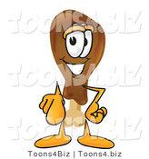 Vector Illustration of a Cartoon Chicken Drumstick Mascot Pointing at the Viewer by Mascot Junction