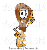 Vector Illustration of a Cartoon Chicken Drumstick Mascot Pointing Upwards by Mascot Junction