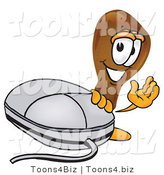 Vector Illustration of a Cartoon Chicken Drumstick Mascot with a Computer Mouse by Toons4Biz