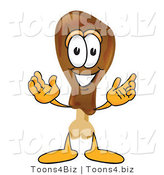 Vector Illustration of a Cartoon Chicken Drumstick Mascot with Welcoming Open Arms by Mascot Junction