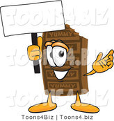 Vector Illustration of a Cartoon Chocolate Mascot Holding a Blank Sign by Mascot Junction